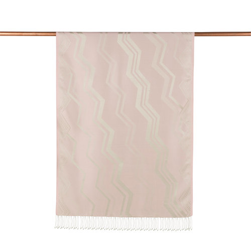 Beige Ethnic Zigzag Silk Scarf