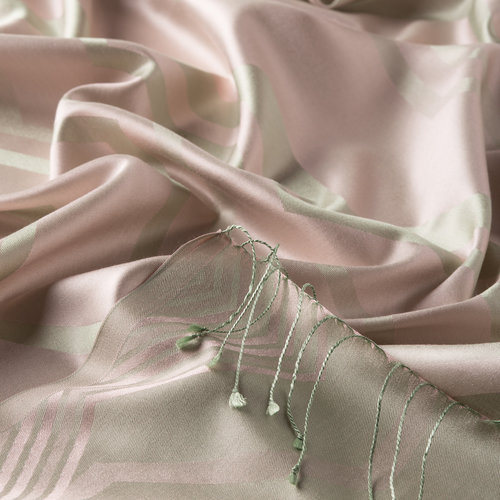 Beige Ethnic Zigzag Silk Scarf