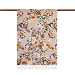 ipekevi - Beige Fleur Print Silk Scarf (1)