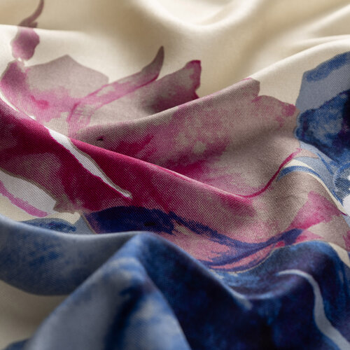 Beige Florescence Print Silk Scarf