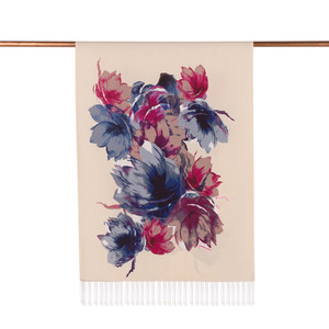 ipekevi - Beige Florescence Print Silk Scarf (1)