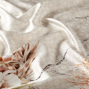 ipekevi - Beige Fuji Monogram Silk Twill Scarf (1)