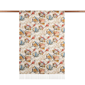 ipekevi - Beige Gardenia Patterned Silk Scarf (1)