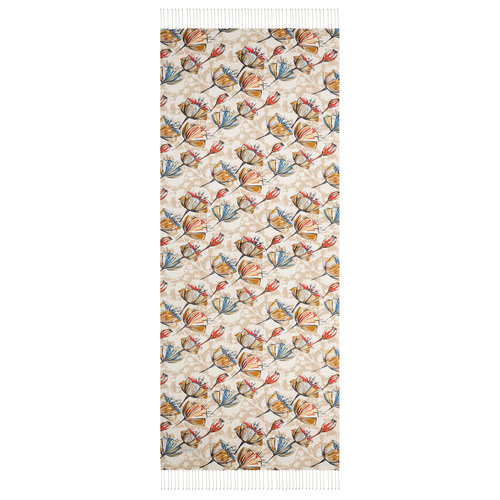  Beige Gardenia Patterned Silk Scarf