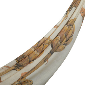 Beige Gold Artichoke Blossom Cotton Scarf - Thumbnail