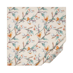 Beige Green Magnolia Cotton Scarf - Thumbnail