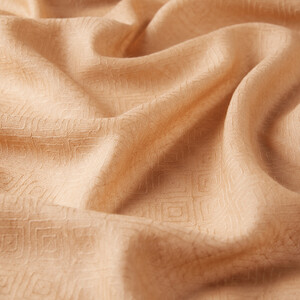 Beige Ikat Print Wool Silk Scarf - Thumbnail