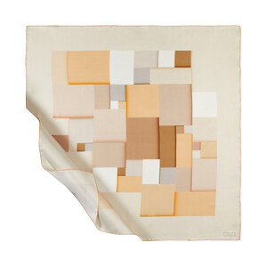 Beige Lego Print Silk Twill Scarf - Thumbnail