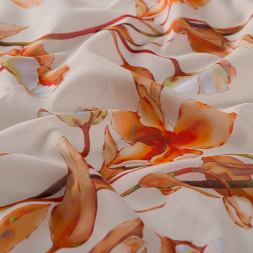 Beige Magnolia Cotton Scarf