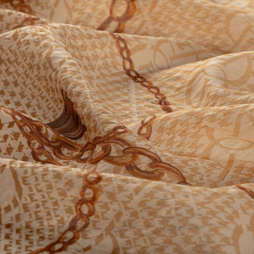 Beige Mono Ring Print Tencel Scarf