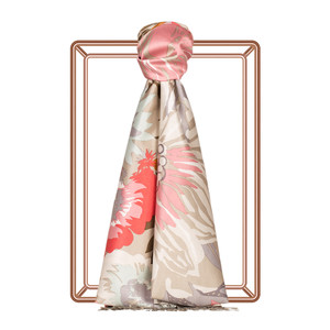 Beige Nihavent Print Silk Scarf - Thumbnail