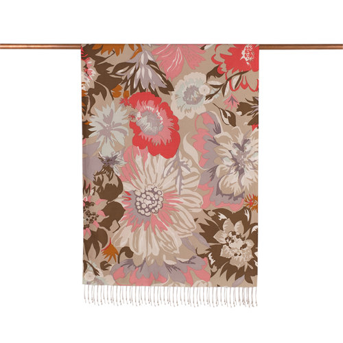 Beige Nihavent Print Silk Scarf