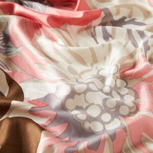 Beige Nihavent Print Silk Scarf - Thumbnail