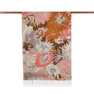 Beige Nihavent Print Silk Scarf - Thumbnail