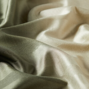 Beige Oil Green Mono Striped Gradient Silk Scarf - Thumbnail