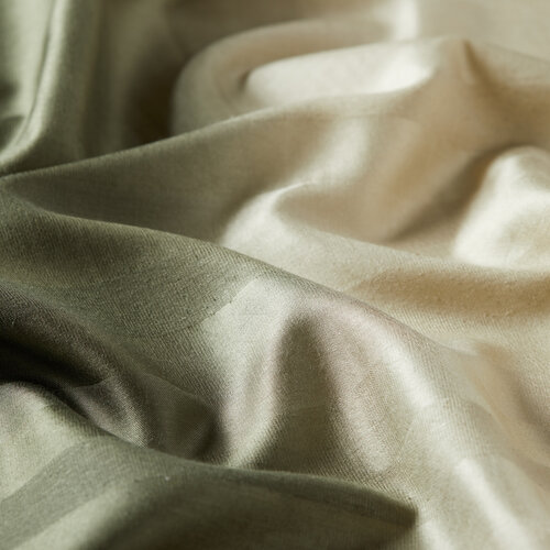 Beige Oil Green Mono Striped Gradient Silk Scarf