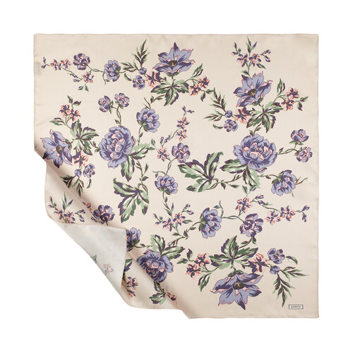 Beige Queen of the Night Print Silk Twill Scarf