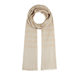 ipekevi - Beige Striped Linen Cotton Scarf (1)