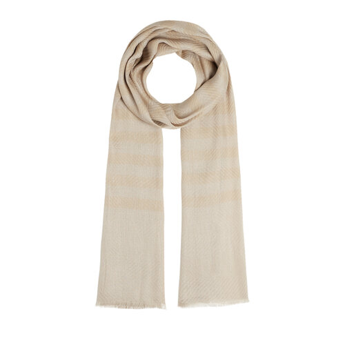 Beige Striped Linen Cotton Scarf