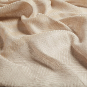 Beige Striped Linen Cotton Scarf - Thumbnail