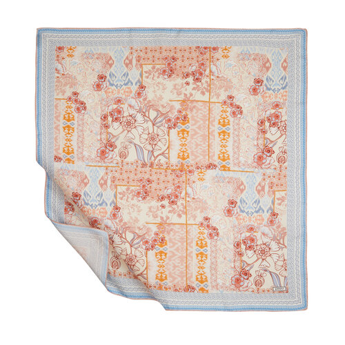 Beige Summer Patchwork Twill Silk Scarf