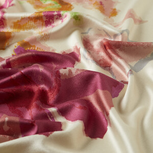 ipekevi - Beige Water Fleur Print Silk Scarf (1)