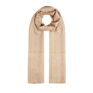 Beige Wool Silk Scarf - Thumbnail