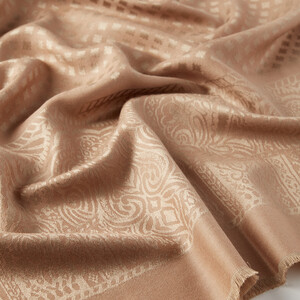 Beige Wool Silk Scarf - Thumbnail