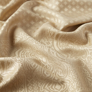 Beige Wool Silk Scarf - Thumbnail