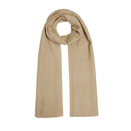 شال صوف وحرير تصميم سمكة لون بيج فاتح