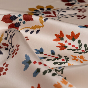 ipekevi - Bej Kanaviçe Tivil İpek Eşarp (1)