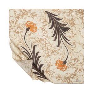 Bej Karanfil Ebru Tivil İpek Eşarp - Thumbnail