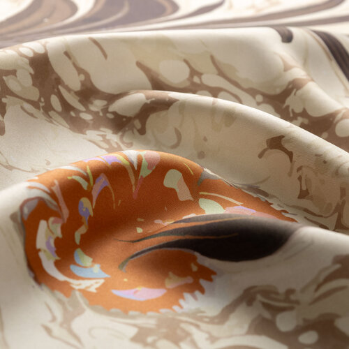 Bej Karanfil Ebru Tivil İpek Eşarp