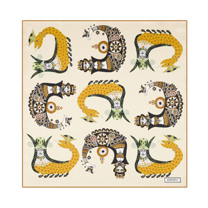 ipekevi - Bej Şahmeran Saten İpek Mendil