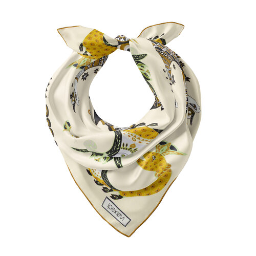 Bej Şahmeran Saten İpek Mendil