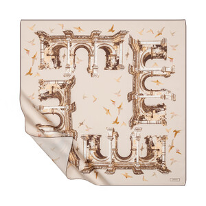 ipekevi - Bej Üç Kapılar Tivil İpek Eşarp