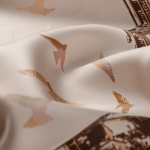 ipekevi - Bej Üç Kapılar Tivil İpek Eşarp (1)