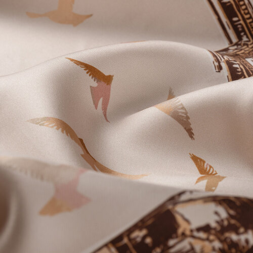 Bej Üç Kapılar Tivil İpek Eşarp