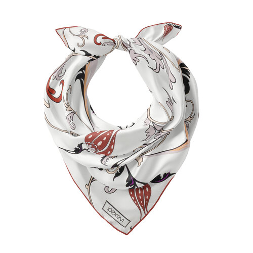 Beyaz Bakır Yıldız Şale Saten İpek Mendil