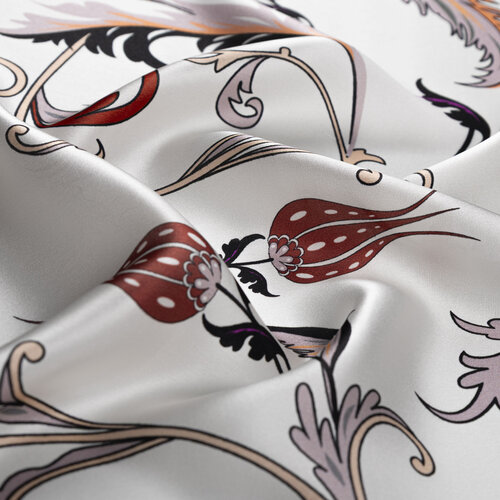 Beyaz Bakır Yıldız Şale Saten İpek Mendil