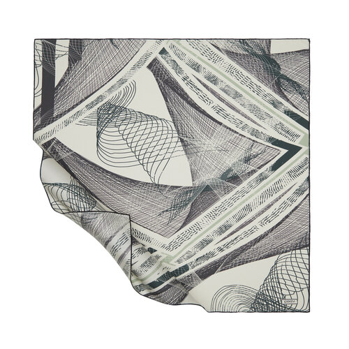 ايشارب حرير تويل تصميم هندسي لون أبيض