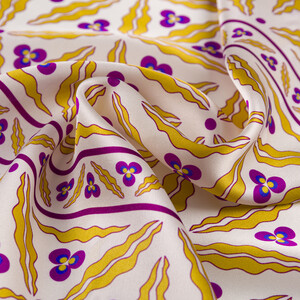 Beyaz Gold Kütahya Çintemani Saten İpek Mendil - Thumbnail