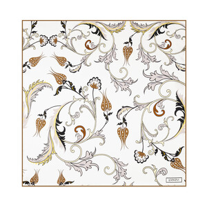 Beyaz Gold Yıldız Şale Saten İpek Mendil - Thumbnail