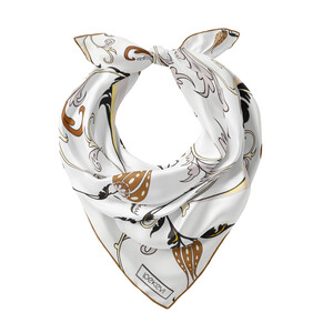 Beyaz Gold Yıldız Şale Saten İpek Mendil - Thumbnail