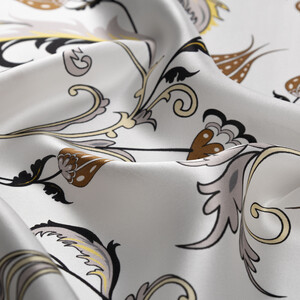 Beyaz Gold Yıldız Şale Saten İpek Mendil - Thumbnail