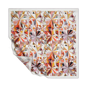 ipekevi - Beyaz Gülkurusu Kaleydoskop Tivil İpek Eşarp