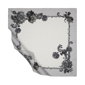 ipekevi - ايشارب حرير تويل تصميم ورود لون أبيض وفضي