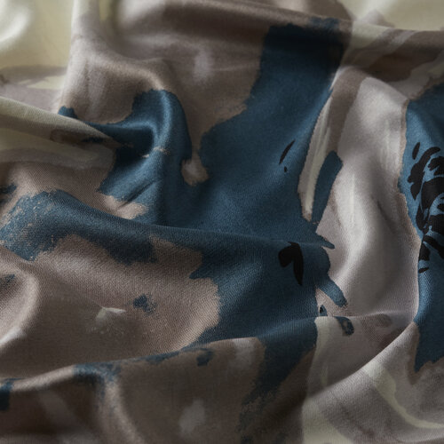 Beyaz Kır Gülü Desenli İpek Şal