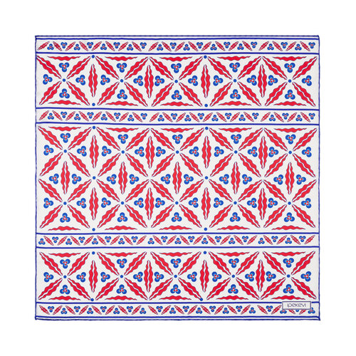 Beyaz Kırmızı Kütahya Çintemani Saten İpek Mendil