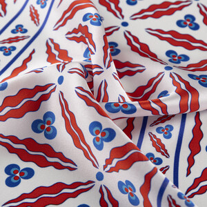 Beyaz Kırmızı Kütahya Çintemani Saten İpek Mendil - Thumbnail